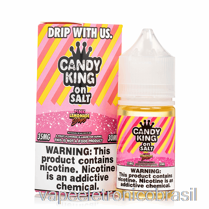 Vape Recarregável Tiras De Limonada Rosa - Sais Doces - 30ml 35mg